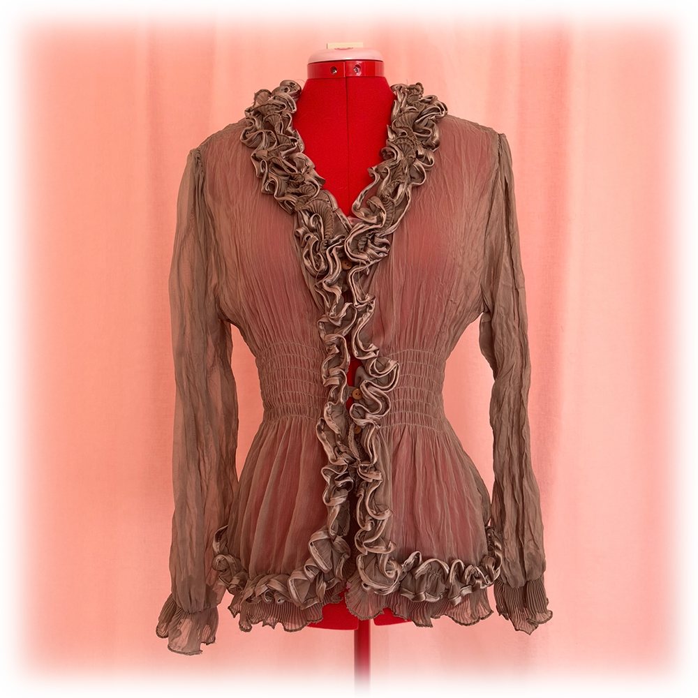 Taupe Ruffle Blouse
