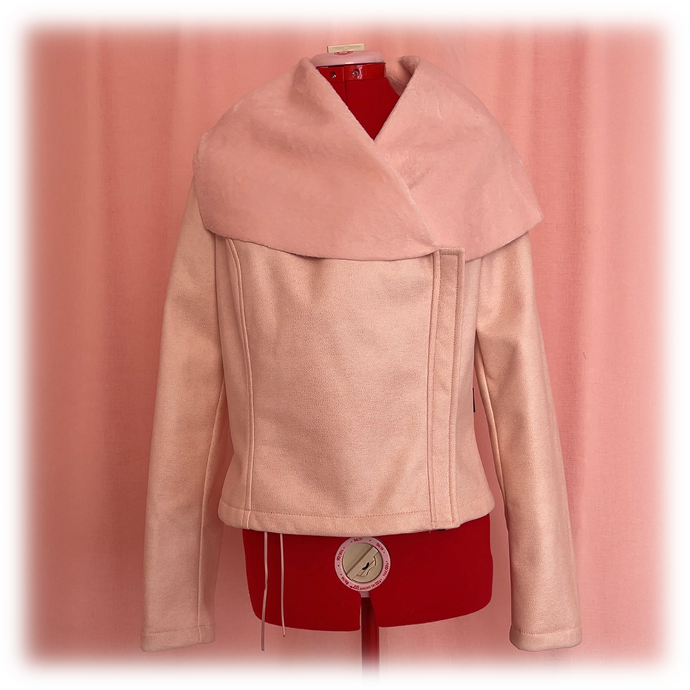 Pink Fleece Asymmetric Jacket