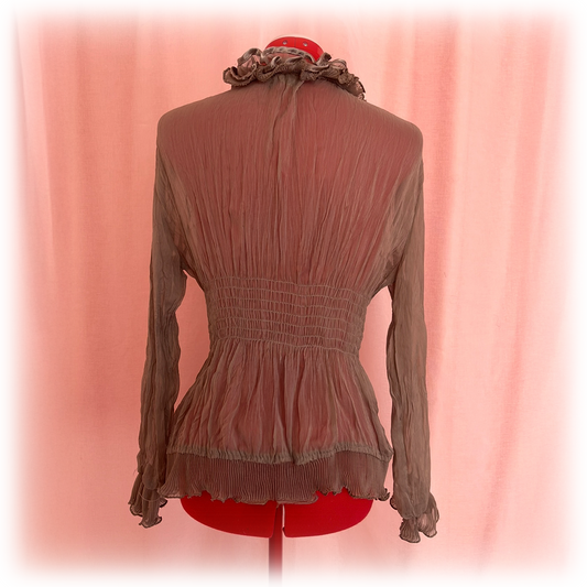 Taupe Ruffle Blouse