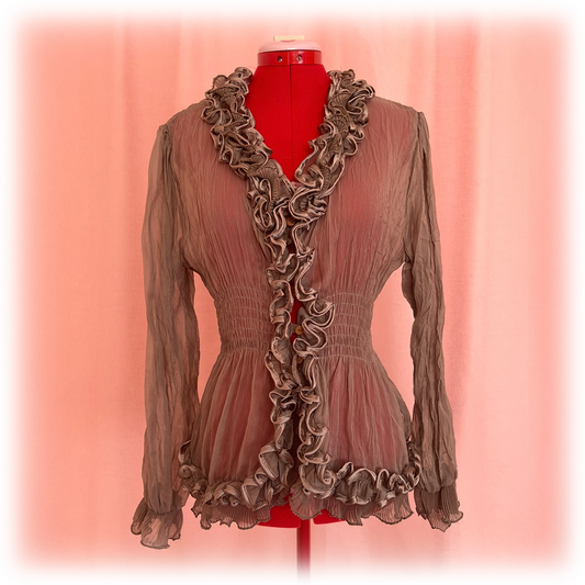 Taupe Ruffle Blouse