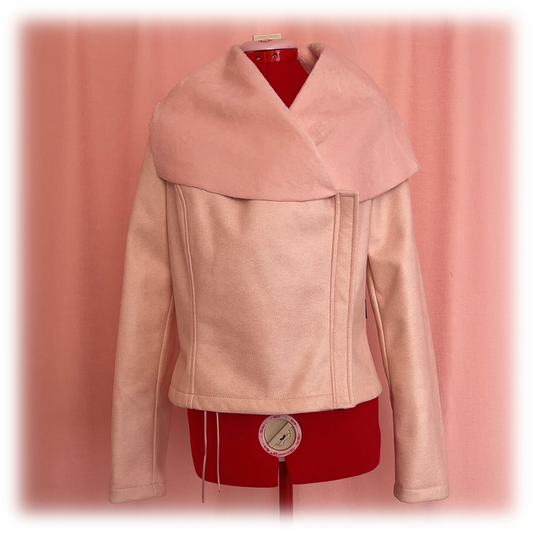 Pink Fleece Asymmetric Jacket